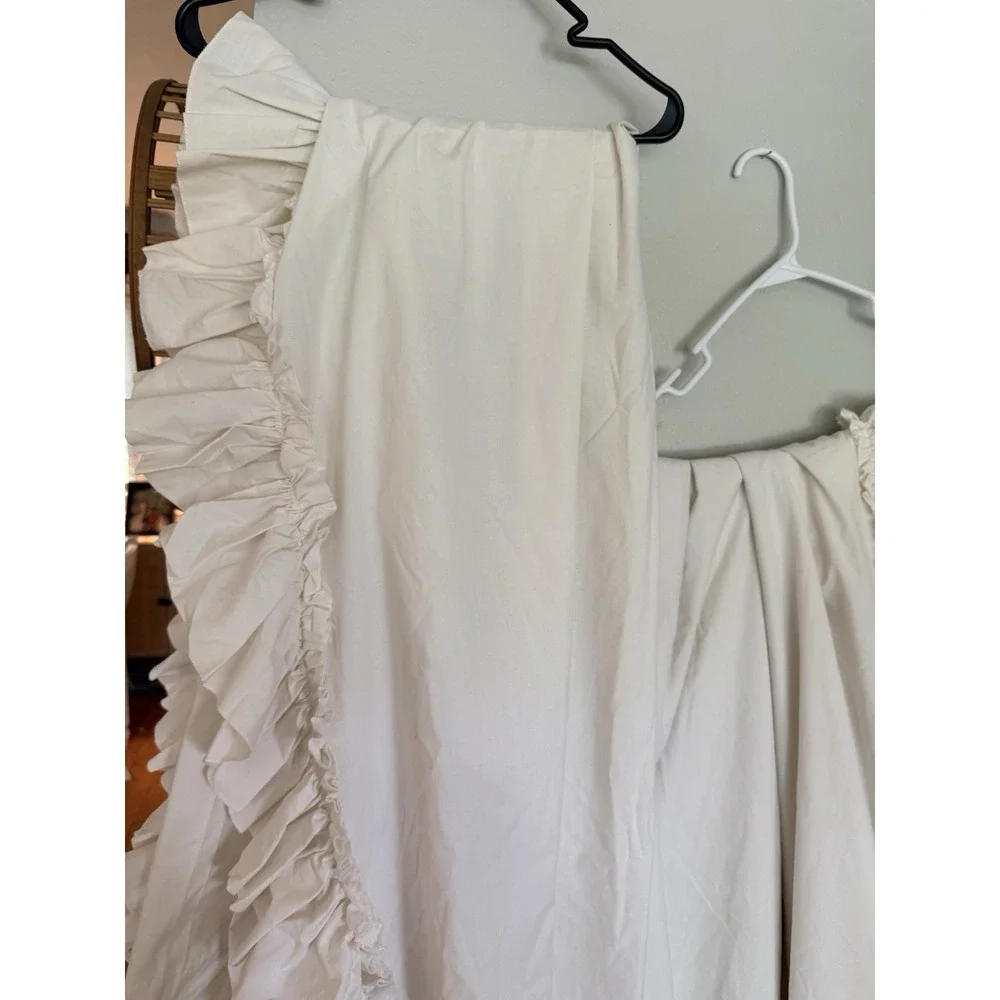 PAIR (2 PANELS) Off White Curtains Ruffle Edge 84